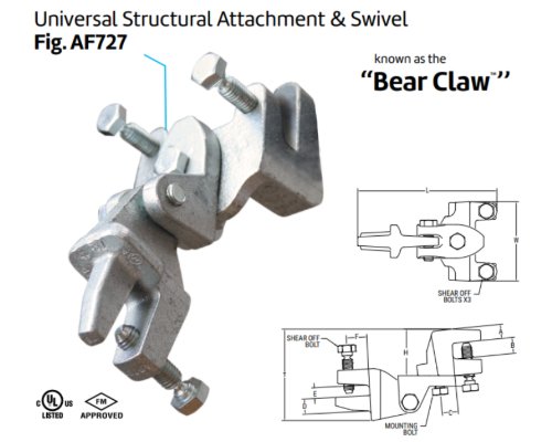 AFCON AF727 - "Bear Claw" Universal Structural Attachment with Swivel
