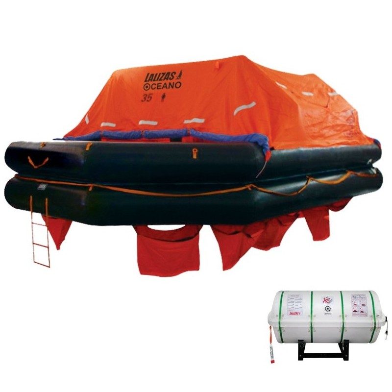 Survitec Group 150 TO SR V / 150 Man Throw-Overboard Automatically self-righting liferafts SOLAS B pack / Trademarks: SURVITEC, ENDURA, CREWSAVER, ELLIOT, DSB, SURVITECZODIAC, RFD, SSP, BRUDE, RFD TOYO