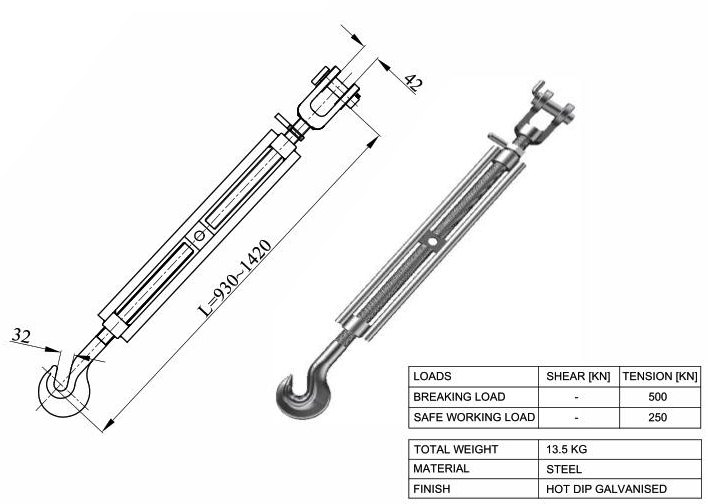 MacGregor Finland Turnbuckle TBS-3G/...-FB-SR