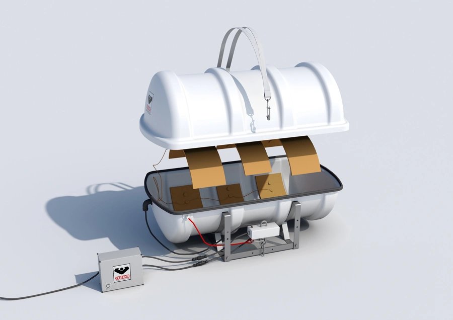 VIKING Life-Saving Equipment Norway Model TOR Mk2-S 12T on-load/offload release mechanism, for use with single and double-point suspension lifeboats and rescue boats with a maximum approved working load of 12.0 tonnes per hook.