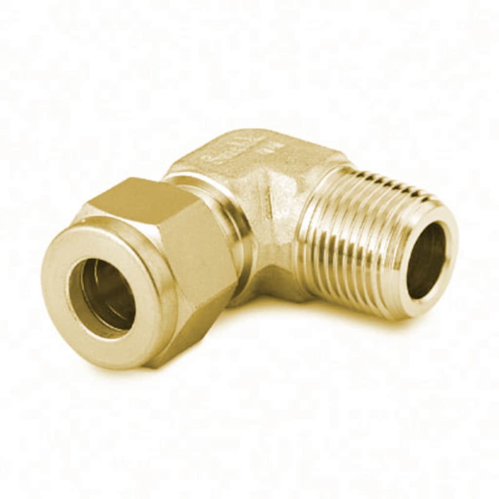 Swagelok Brass Swagelok Tube Fitting, Male Elbow, 10 mm Tube OD x 3/8 in. Male ISO Tapered Thread