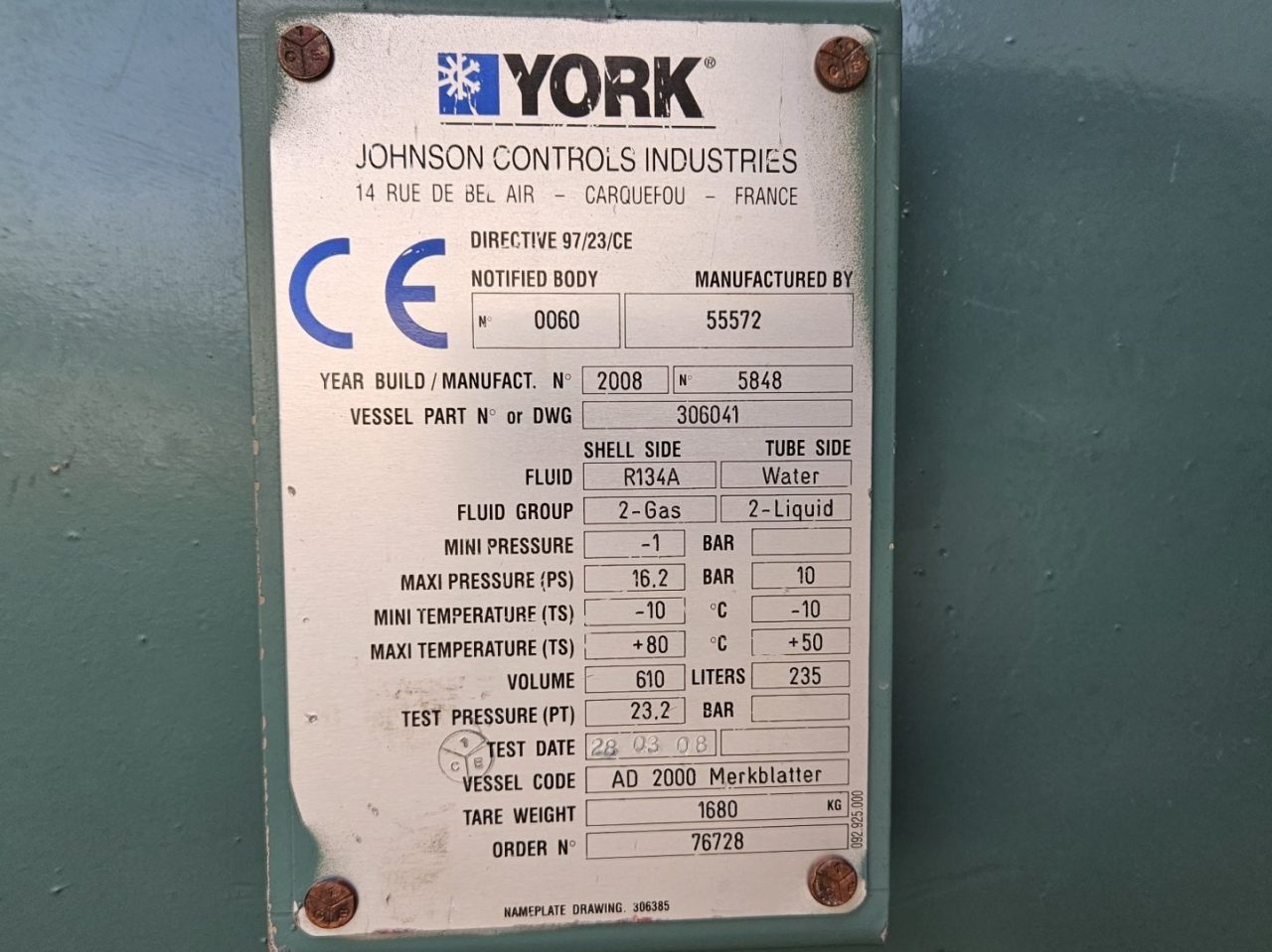 York/Johnson YSDM Fan 20kW R134a