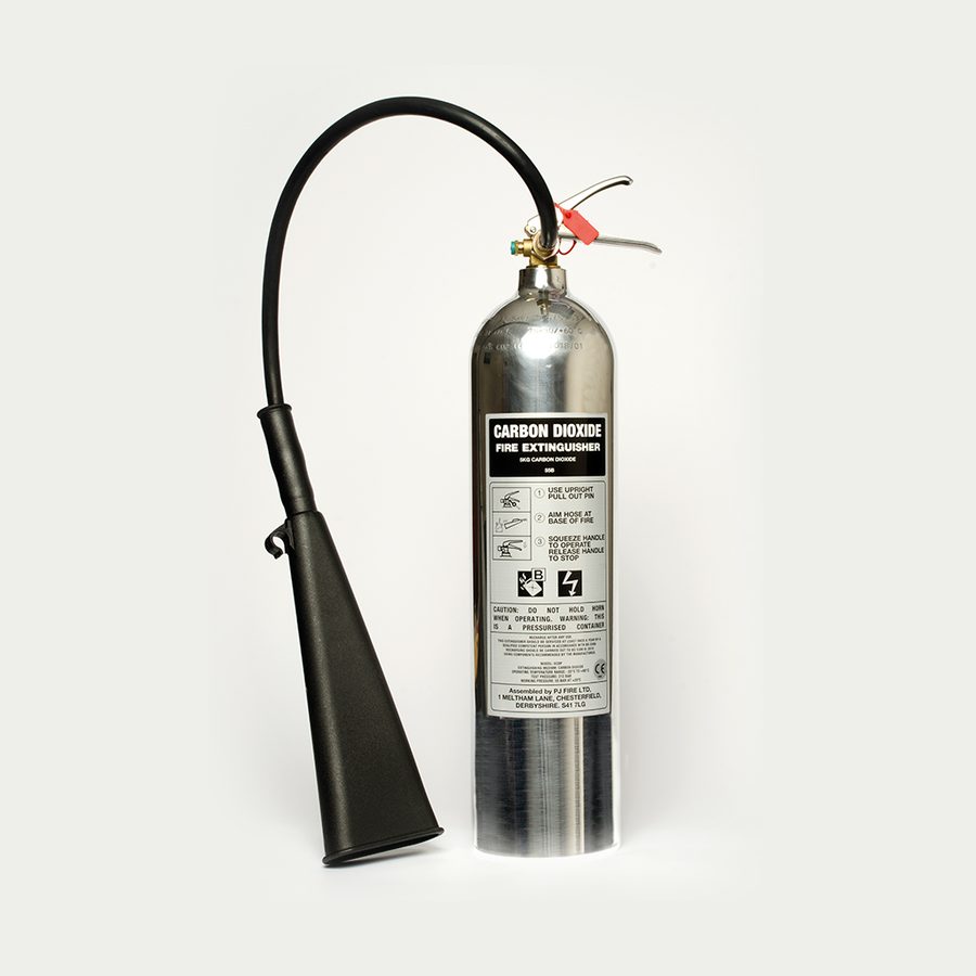 PJ Fire 5CDKT - 5kg CO2 Extinguisher, Aluminium Cylinder with Steel & Plastic T Bracket.