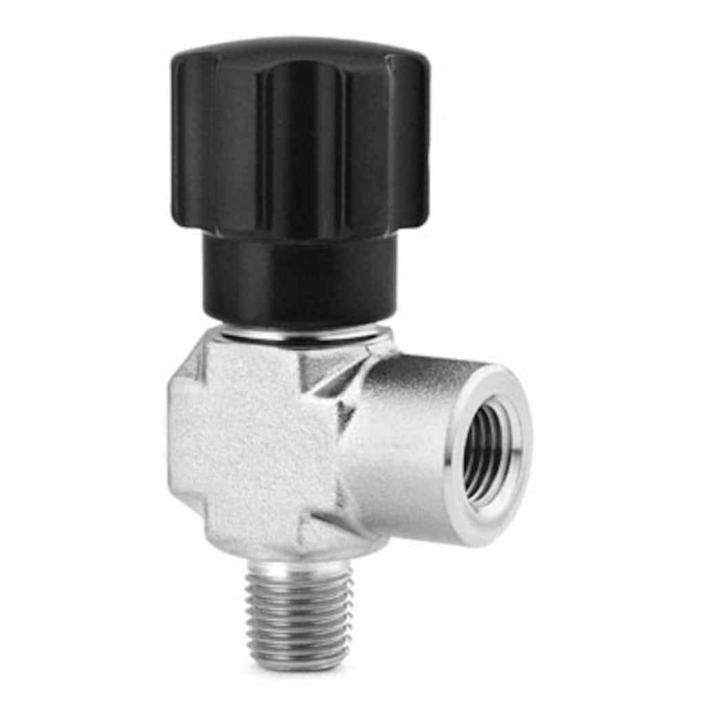 Swagelok Stainless Steel Integral Bonnet Non-Rotating Stem Angle-Pattern Valve, 1/4 in. MNPT x 1/4 in. FNPT