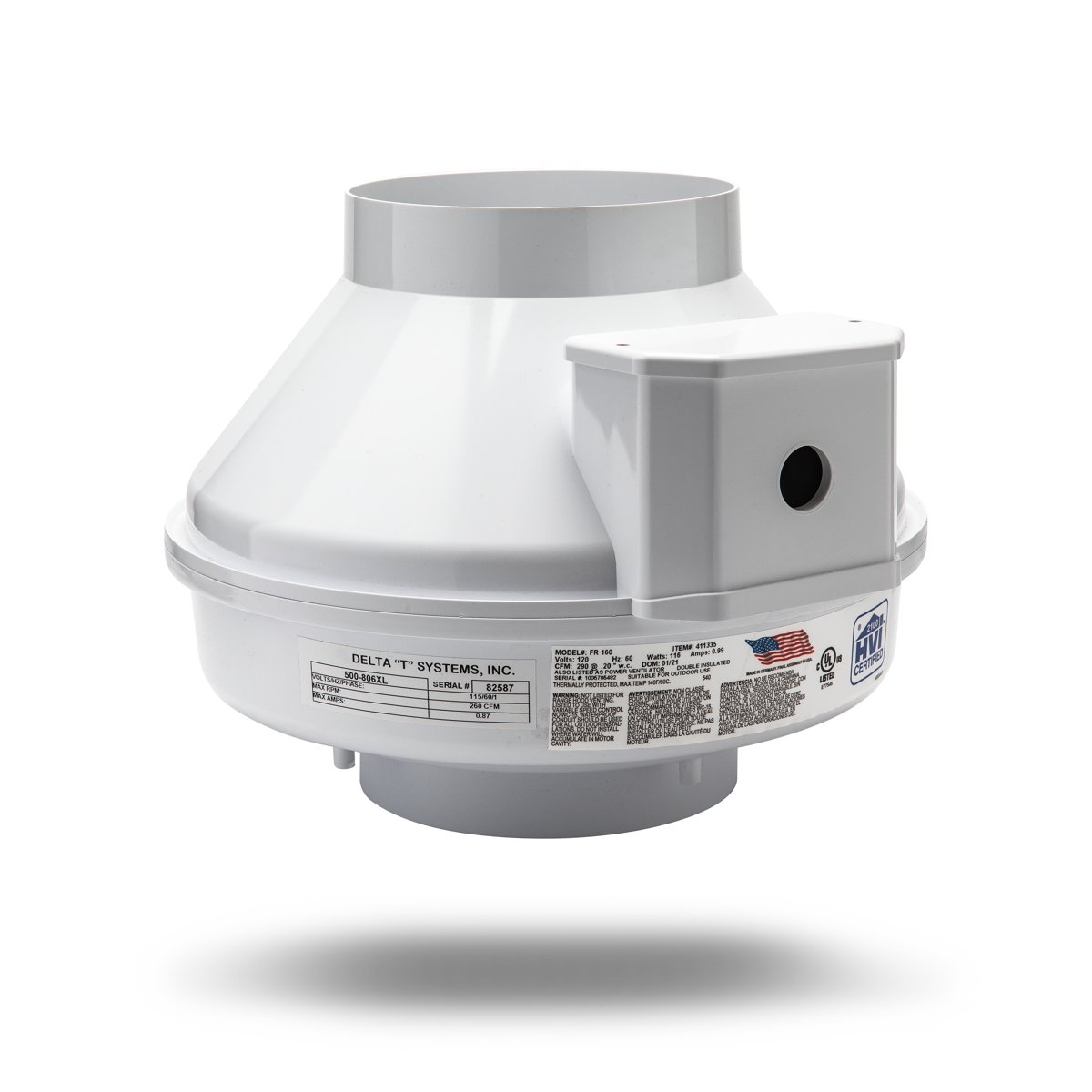 Centek Marine Delta T Systems 500-8 Series AC Inline Duct Fan (Centrifugal) - 4" to 10" | Part #s 500-804XL / 500-806XL / 500-808XL / 500-810XL