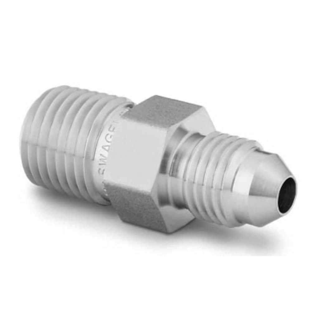 Swagelok Stainless Steel Pipe Fitting, Adapter, 7/16-20 Male JIC Thread x 1/4 in. Male NPT