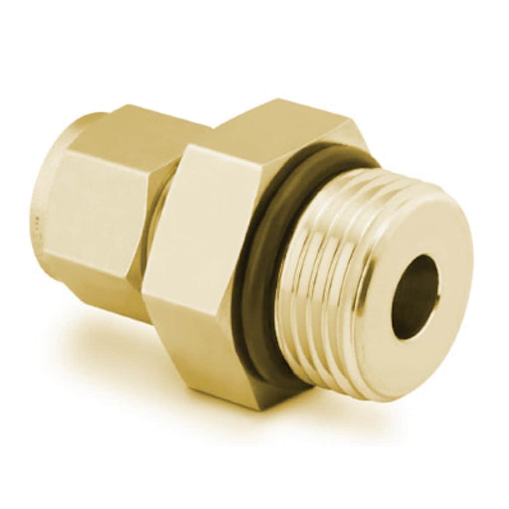 Swagelok Brass Swagelok Tube Fitting, Male Connector, 1/8 in. Tube OD x 5/16-24 Male SAE/MS Straight Thread
