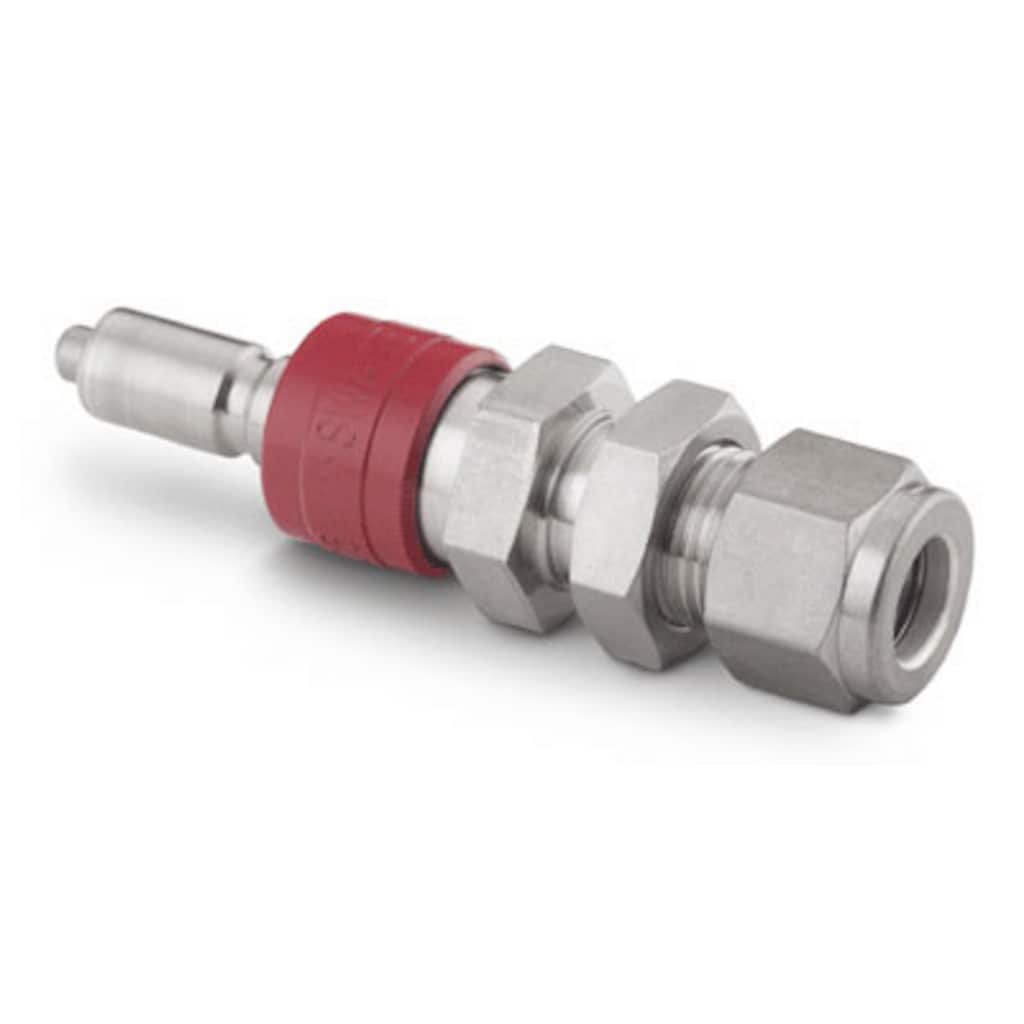 Swagelok Schnellkupplungsstecker, Edelstahl, absperrend, Cv 0,5, 3/8 Zoll Swagelok Schottverschraubung
