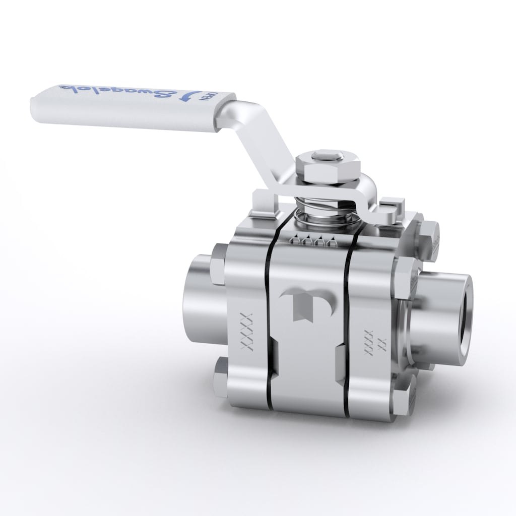 Swagelok Stainless Steel 3-Piece 60 Series Steam Service Ball Valve, PEEK Seats, 1/4 in. FNPT