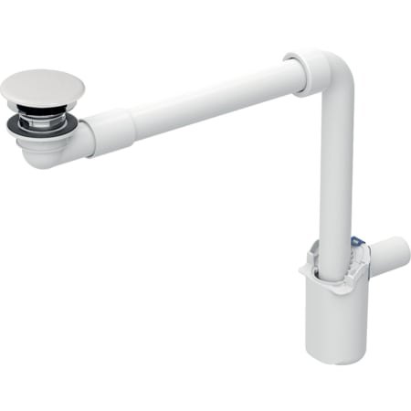 Geberit Washbasin drain, space-saving model, slim design, with free outlet and valve cover, horizontal outlet, for Geberit ONE washbasin, vertical outlet