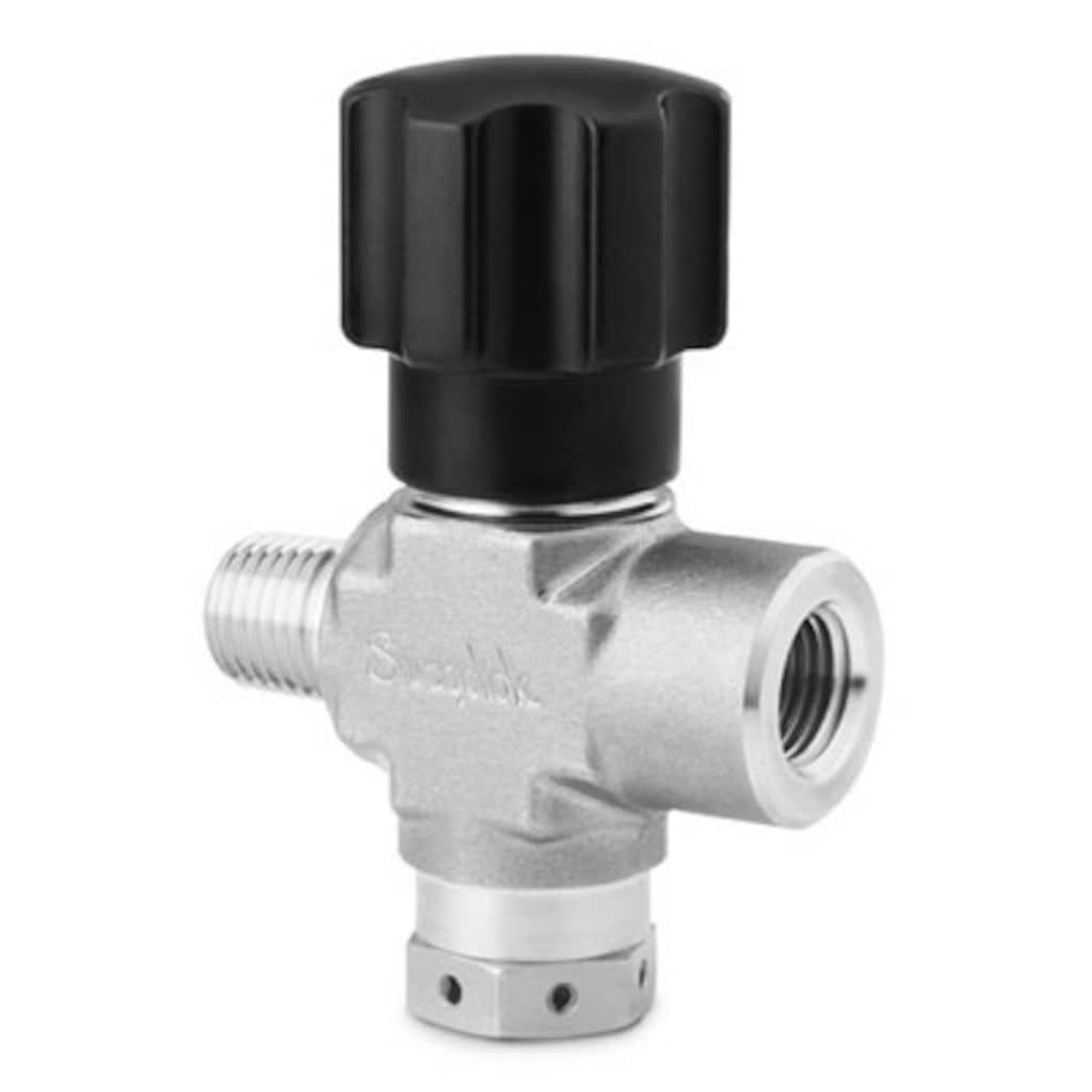 Swagelok Regulier- und Absperrnadelventil mit nichtdrehender Spindel, Cv 0,53, 1/4 Zoll NPT-Außengewinde x 1/4 Zoll NPT-Innengewinde, Berstscheibe 130 bar (1900 psig)