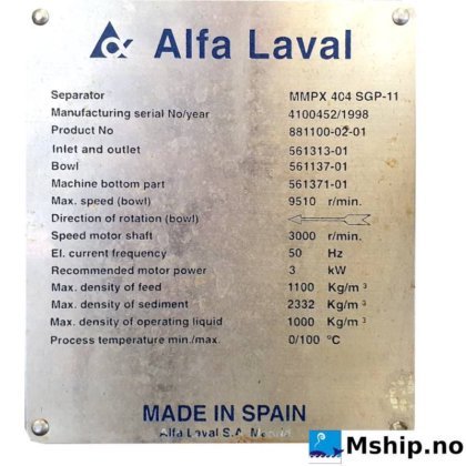 Alfa Laval MMPX-404-LubeOil