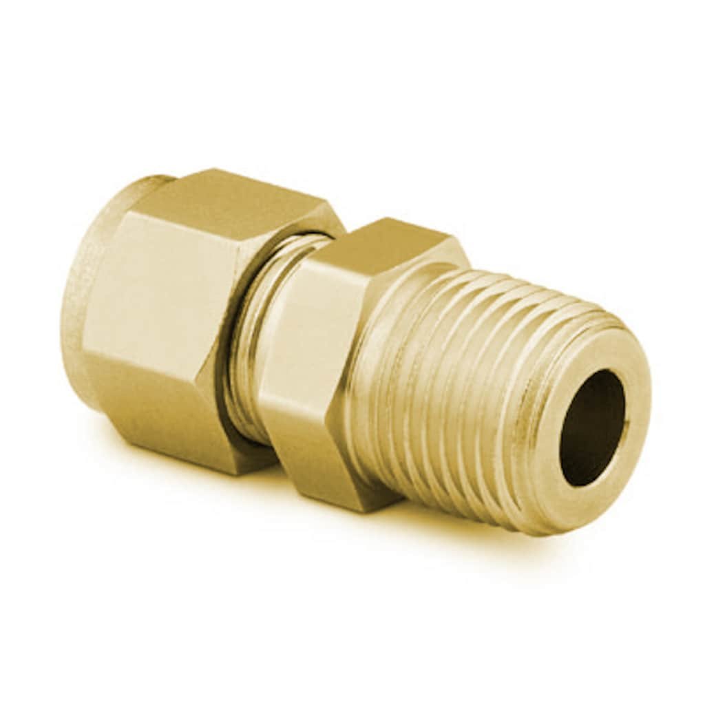 Swagelok Brass Swagelok Tube Fitting, Male Connector, 3/4 in. Tube OD x 1/2 in. Male NPT