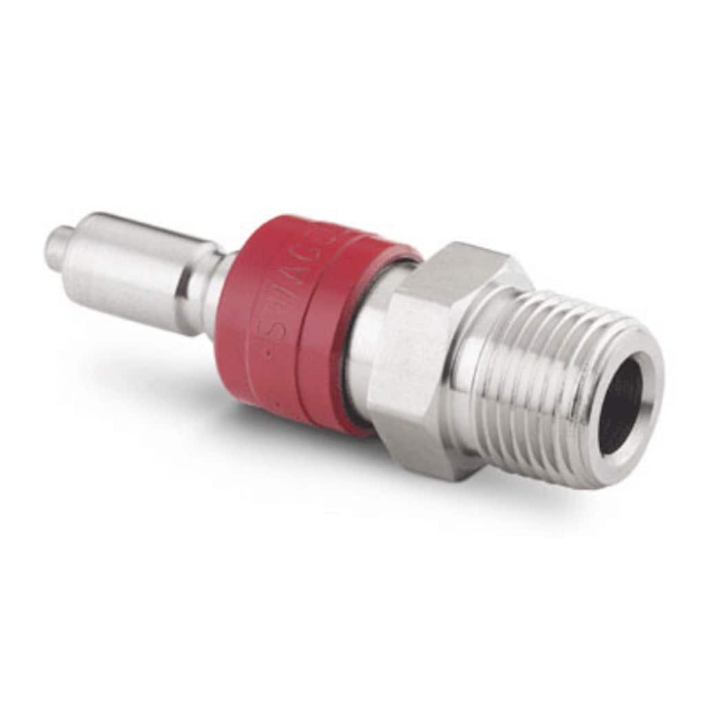 Swagelok Schnellkupplungsstecker, absperrend, Edelstahl, Cv 0,2, 1/4 Zoll NPT-Außengewinde