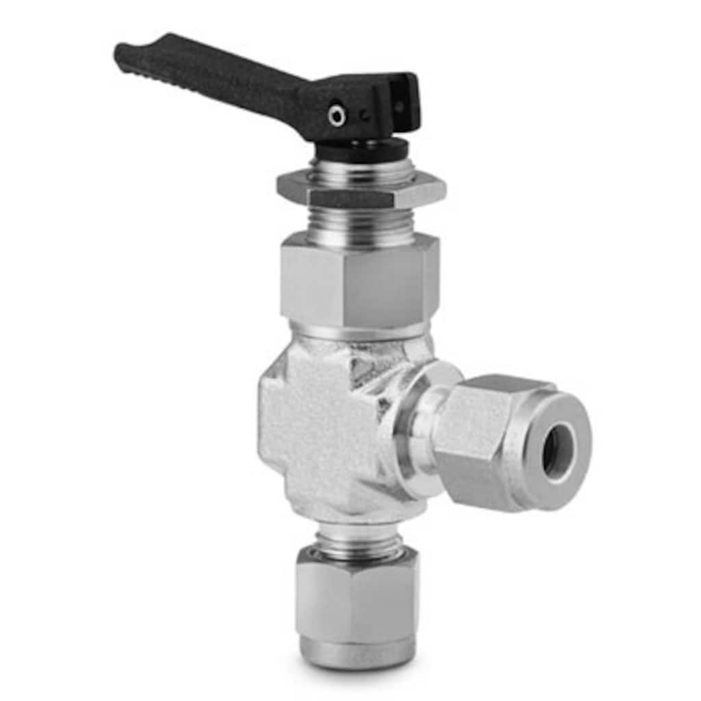 Swagelok Stainless Steel Angle-Pattern Toggle Valve, 1/8 in. Swagelok Tube Fitting