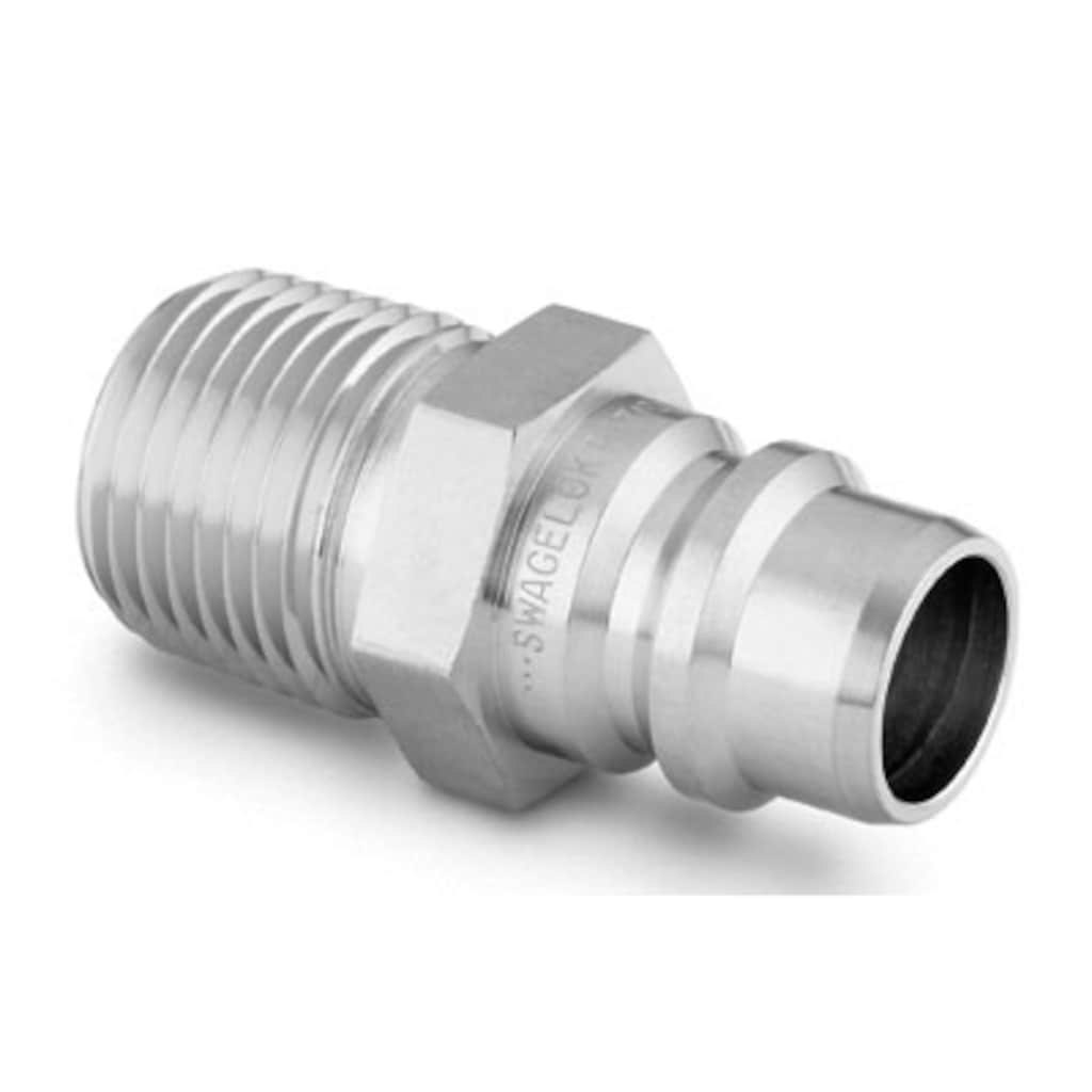 Swagelok Schnellkupplungsstecker mit vollem Durchfluss, Edelstahl, Cv 39,0, 1 Zoll NPT-Außengewinde