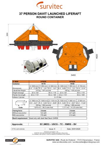 RFD SurvitecZodiac Davit Launched Self-Righting 37 Person