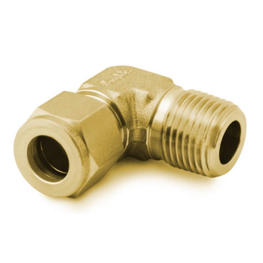 Swagelok Brass Swagelok Tube Fitting, Male Elbow, 3/8 in. Tube OD x 3/8 in. Male ISO Tapered Thread