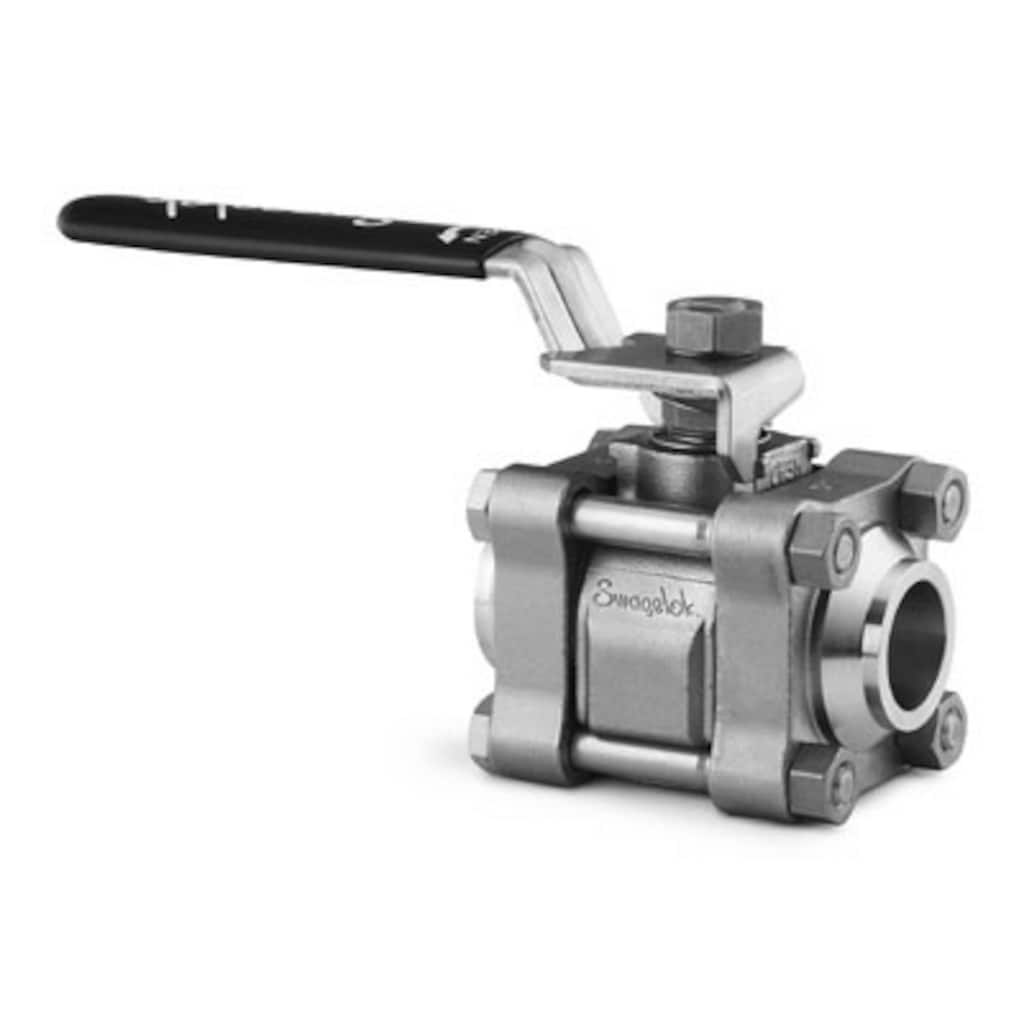Swagelok Stainless Steel 3-Piece 60 Series Ball Valve, Reinforced PTFE Seats, 1 in. Tube Socket Weld