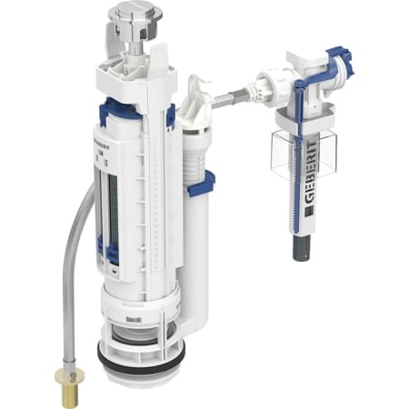 Geberit Type 290-383 mechanism, dual flush, universal water supply connection, 3/8'' and 1/2'', nipple made of brass