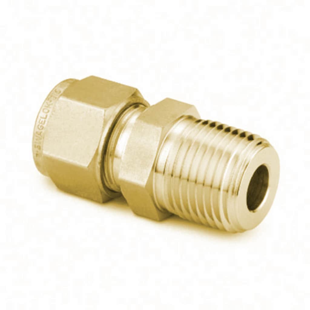 Swagelok Brass Swagelok Tube Fitting, Male Connector, 6 mm Tube OD x 1/8 in. Male NPT