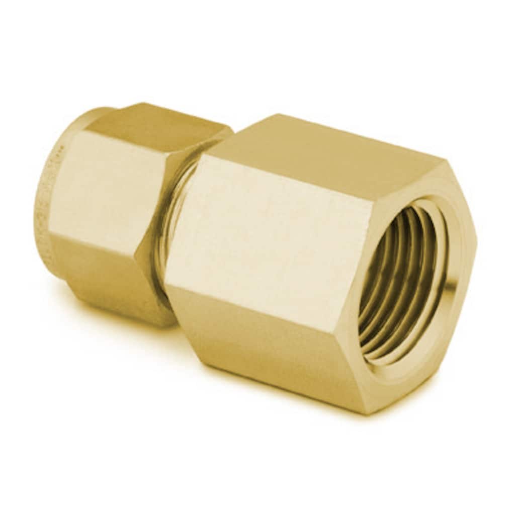 Swagelok Brass Swagelok Tube Fitting, Female Connector, 1/4 in. Tube OD x 1/8 in. Female NPT
