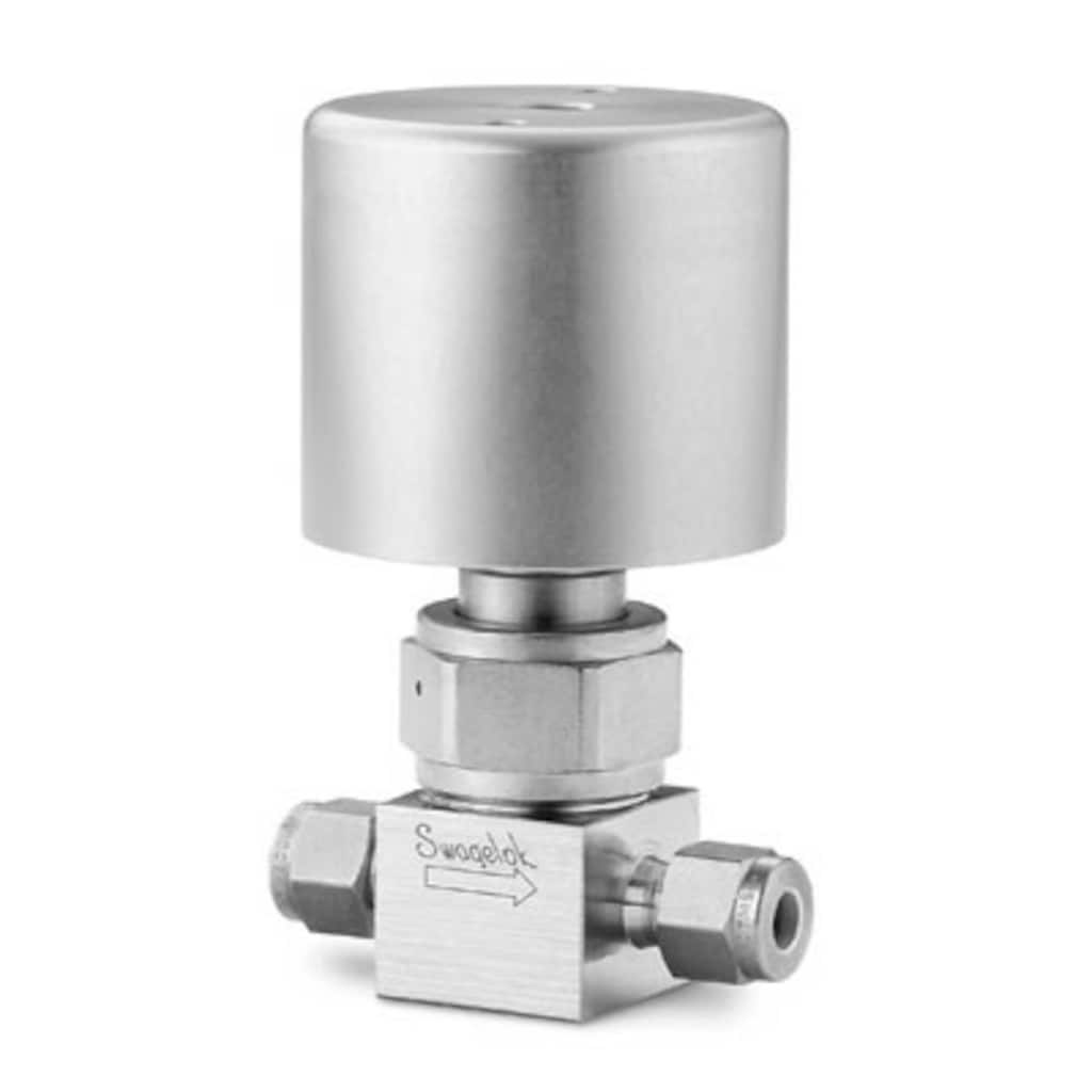 Swagelok Válvula de fuelle de alta presión de acero inox., 1/4 pulg. Swagelok, Actuador neumático NO