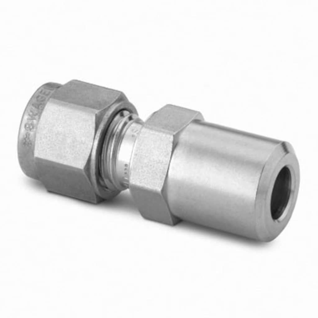 Swagelok Stainless Steel Swagelok Tube Fitting, Bored-Through Male Pipe Weld Connector, 12 mm Tube OD x 1/2 in. Male Pipe Weld