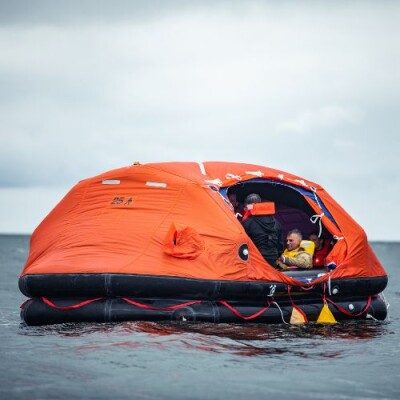 Survitec Group 06 man throw-over self-righting SOLAS A and B pack inflatable liferaft.