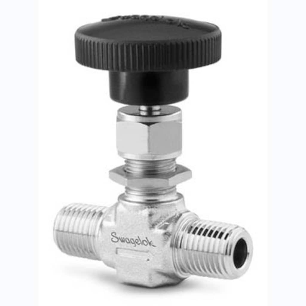 Swagelok Stainless Steel Integral Bonnet Needle Valve, 0.09 Cv, 1/8 in. MNPT, Vee Stem