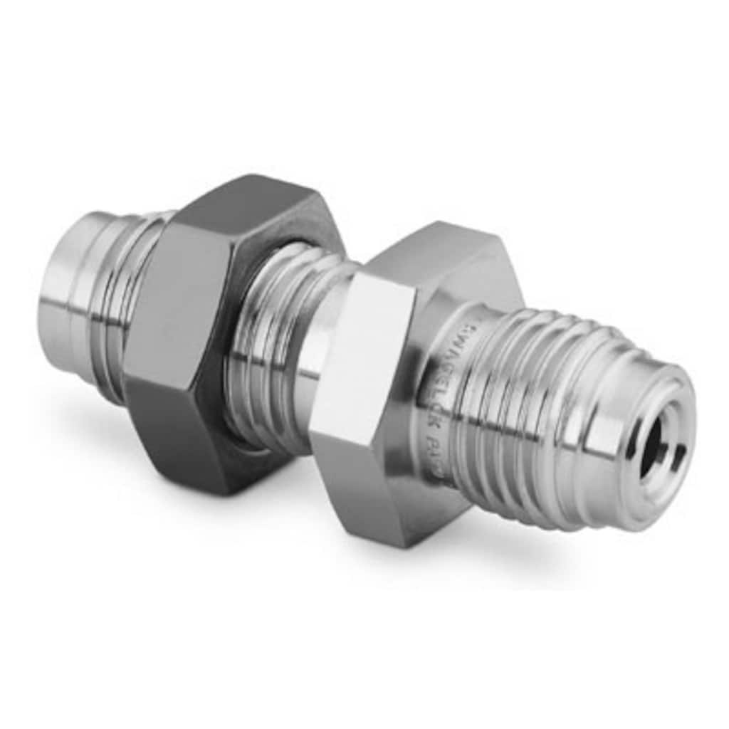 Swagelok 316 Stainless Steel VCR Face Seal Fitting, 1/4 in. Short Bulkhead Union Body