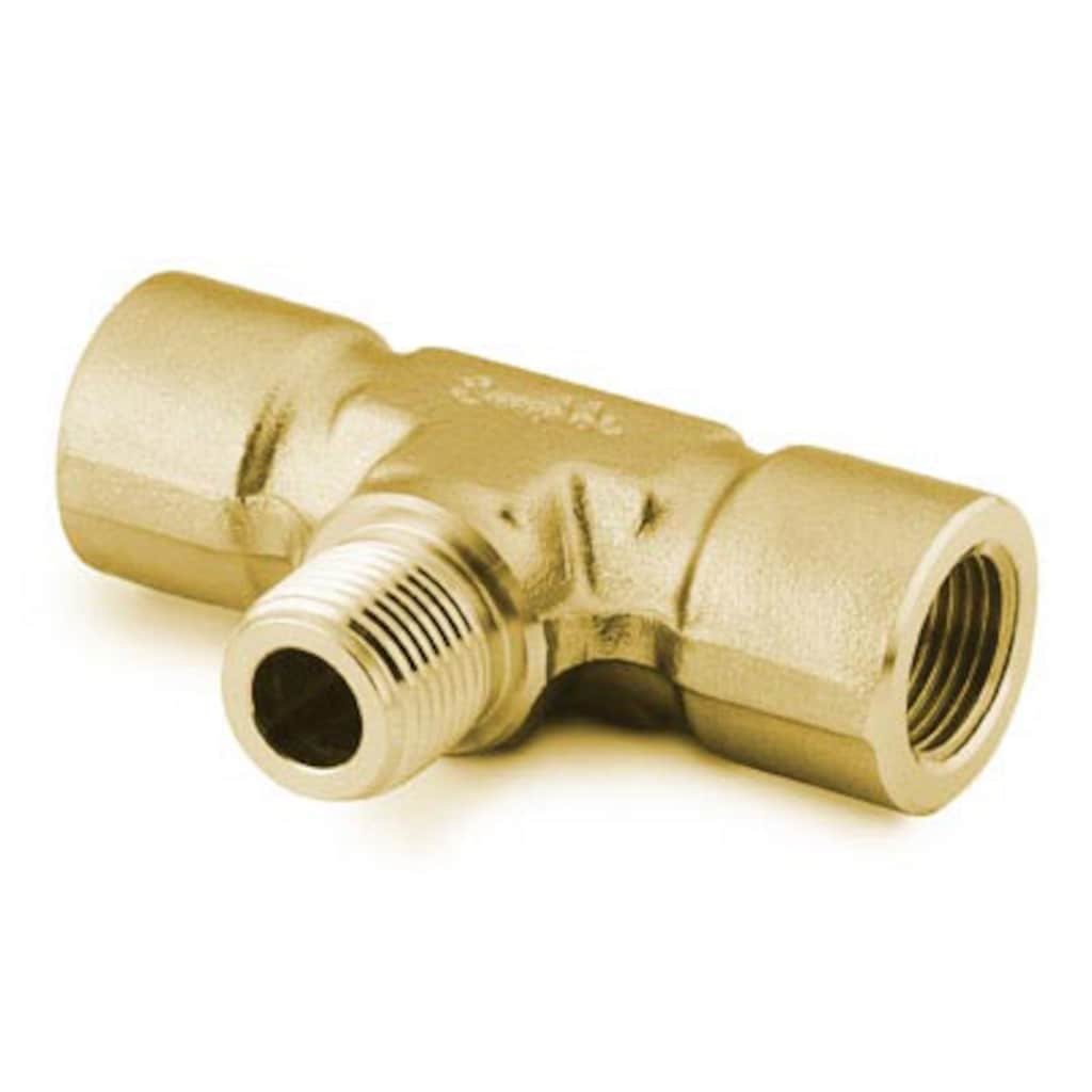 Swagelok Brass Pipe Fitting, Branch Tee, 1/4 in. Female NPT x 1/4 in. Female NPT x 1/4 in. Male NPT