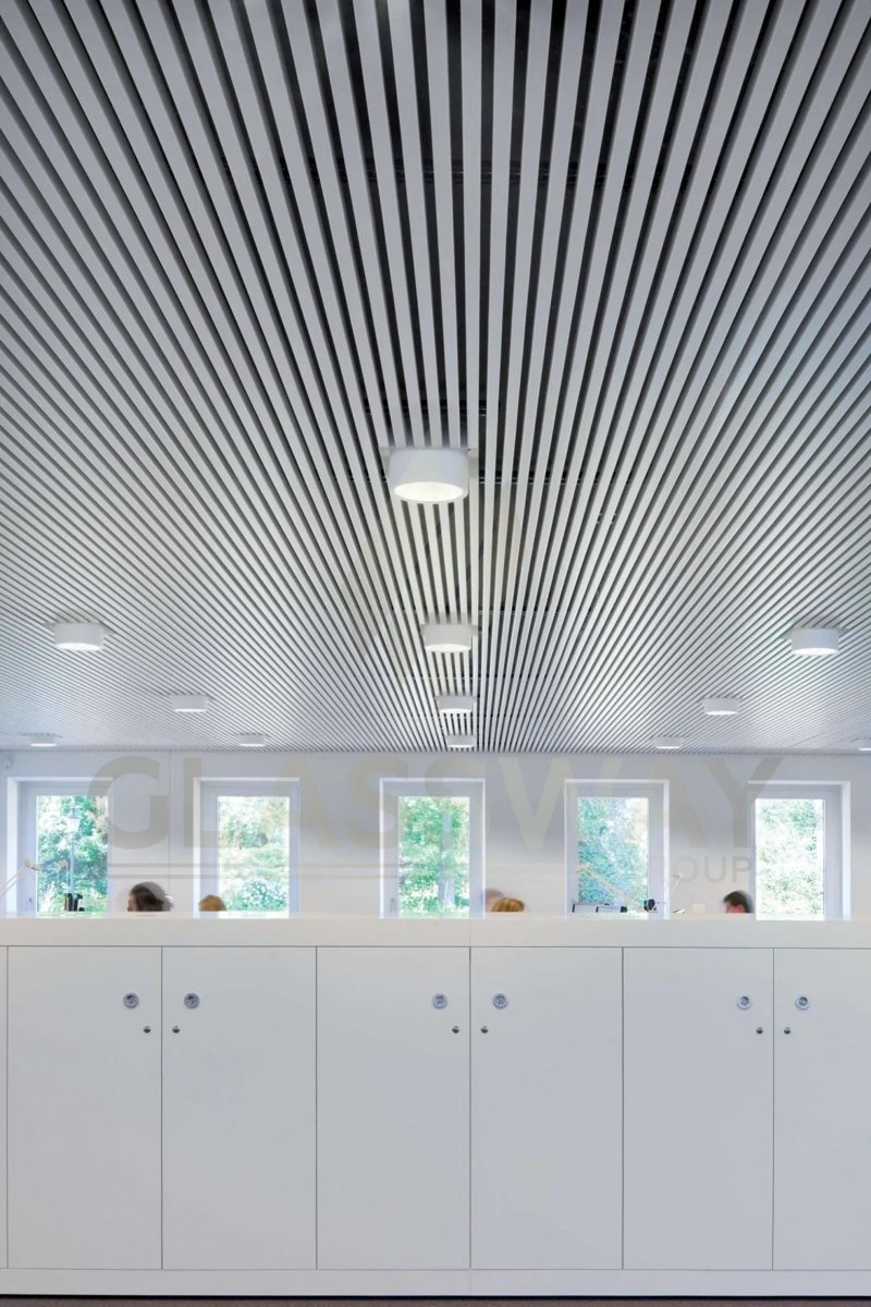 Hunter Douglas Europe Luxalon Metal Ceilings (white), perforated with non-woven acoustic