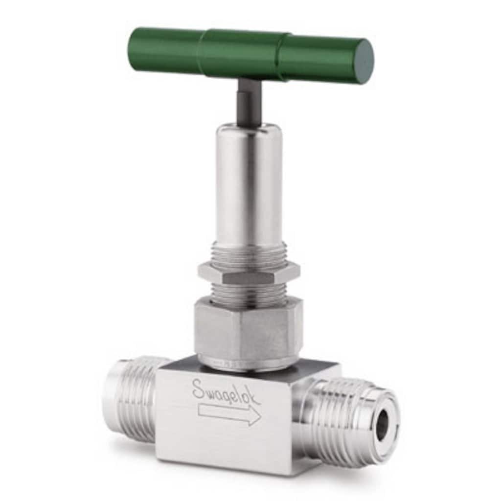Swagelok Stainless Steel Bellows Sealed Valve, Gasketed, PCTFE Stem Tip, 1/2 in. Male Swagelok VCR Face Seal Fitting, SC-11 Cleaned