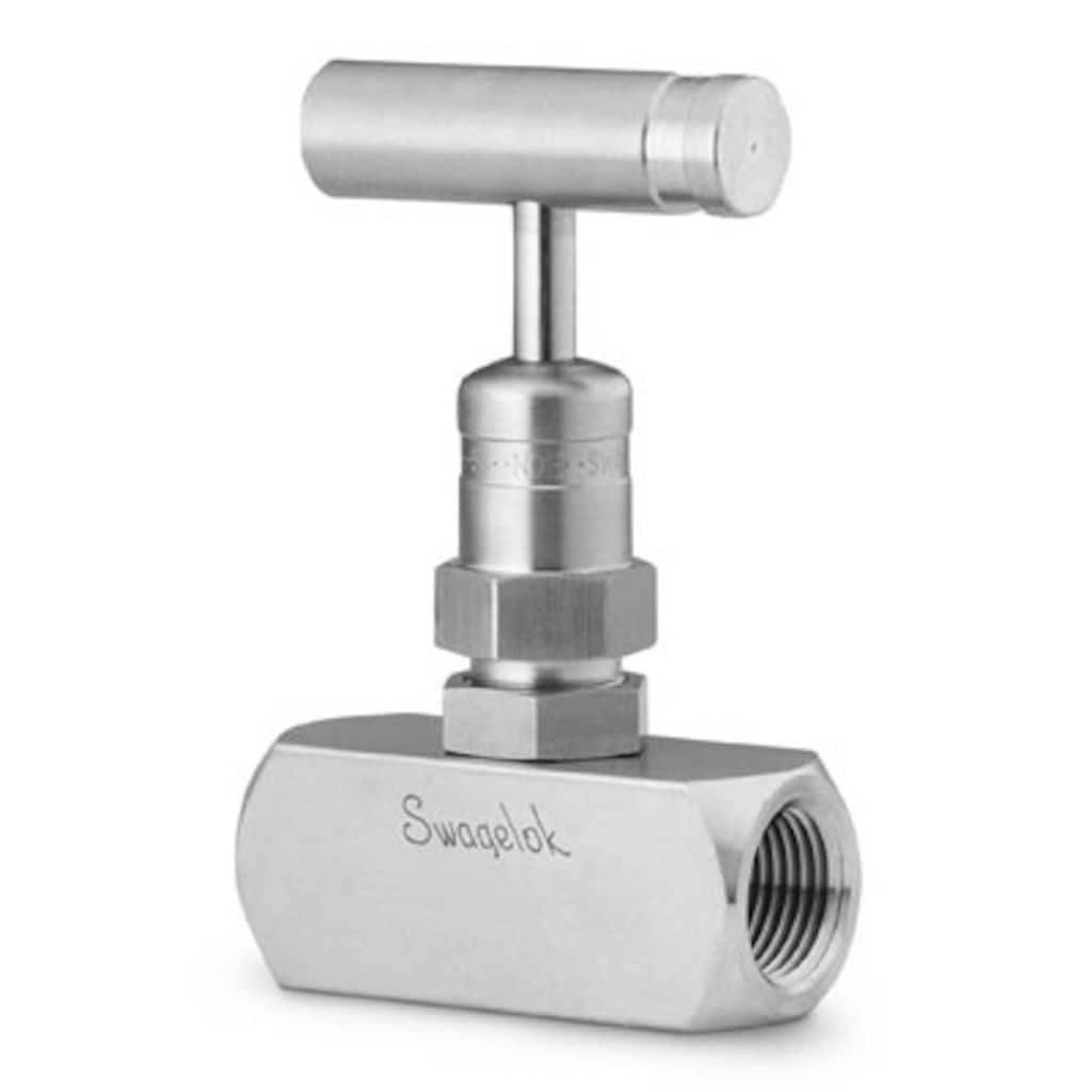 Swagelok Válvula de macho cónico con bonete roscado de acero inox., asiento de Acetal, 1/4 pulg. NPT hembra