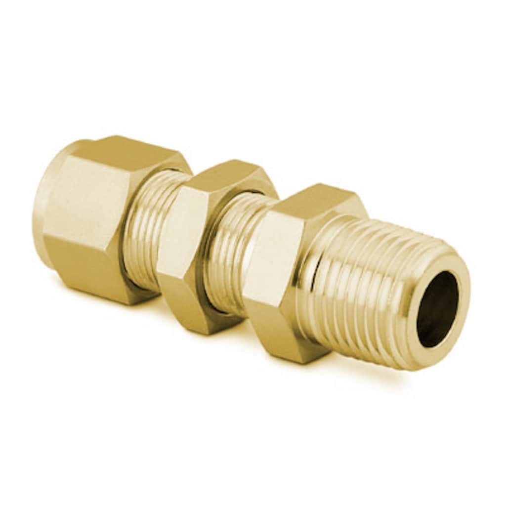 Swagelok Brass Swagelok Tube Fitting, Bulkhead Male Connector, 1/4 in. Tube OD x 1/8 in. Male NPT