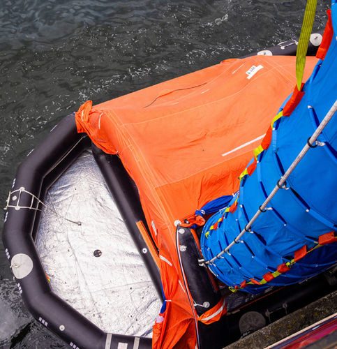 Survitec Group Marine Evacuation systems - Vertical chute gravity deployed marine evacuation system with direct access liferafts (MES II – MARIN ARK MK 1)