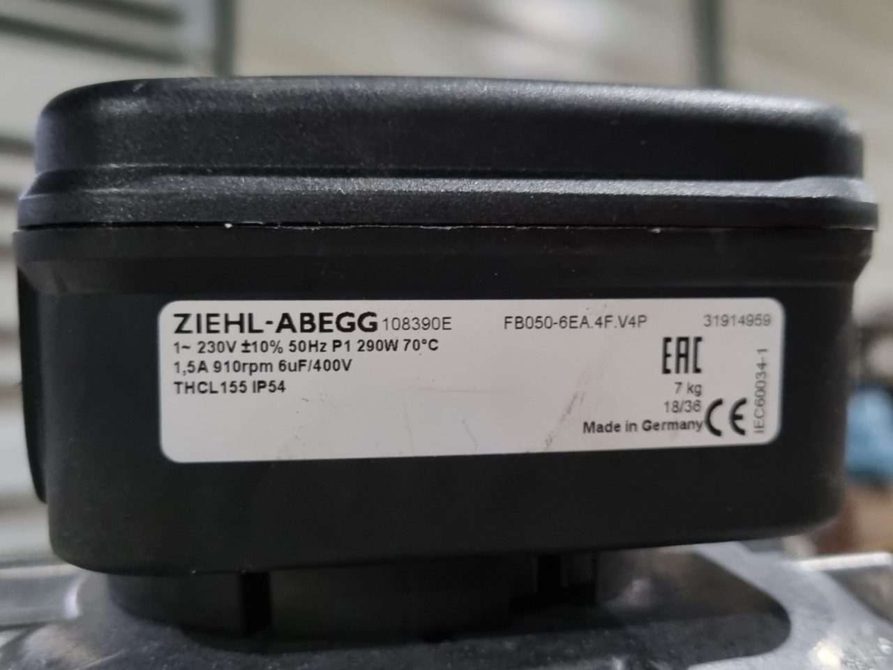 Ziehl-Abegg Marine FC Emergency 8000m3h engine room