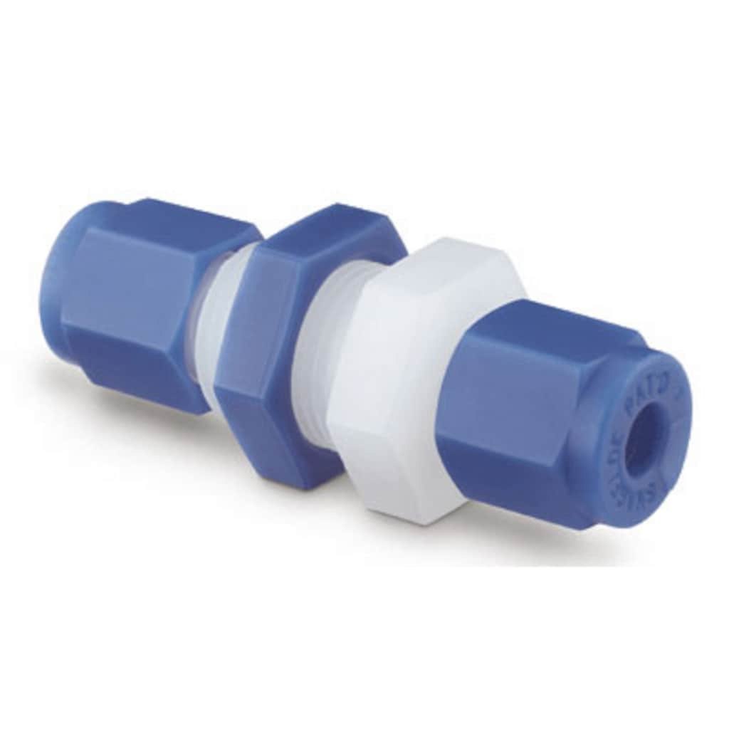 Swagelok PFA Swagelok Tube Fitting, Bulkhead Union, 1/4 in. Tube Fitting