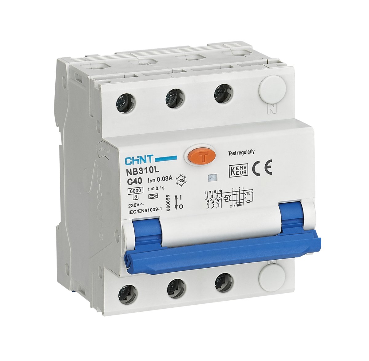 Chint Disjuntor Diferencial Residual (DDR) NB310L (3PN) com proteção contra sobrecorrente (magnético)